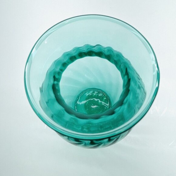 Vintage Indiana Glass Flower Vase Aqua Blue Swirled Diamond 3D Effect Ohio USA - Picture 12 of 12